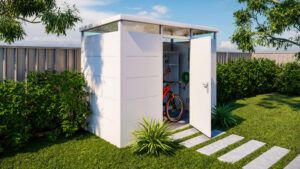 מחסן גינה הדמיה עם אופניים